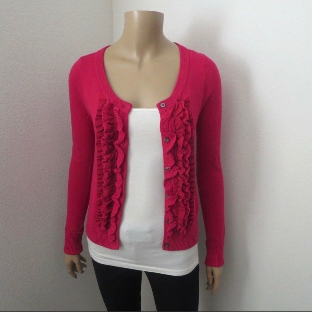 Hollister pink ruffle cardigan